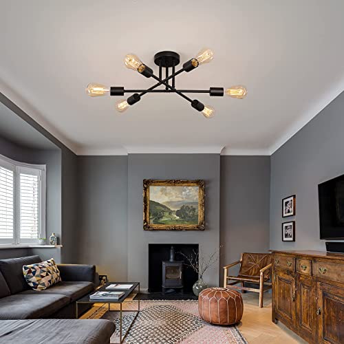 Black Modern Sputnik Chandelier Ceiling Light Fixtures