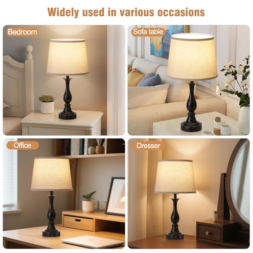 Bedside Table Lamp Touch Control Bedroom Lamps with USB A and C Charging Port 3 Way Dimmable Touch Lamps for Nightstand Living Room Bedroom Dorm Home Office Reading (2 Count)