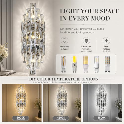 Crystal Chrome Wall Sconces (35.274 Ounce)