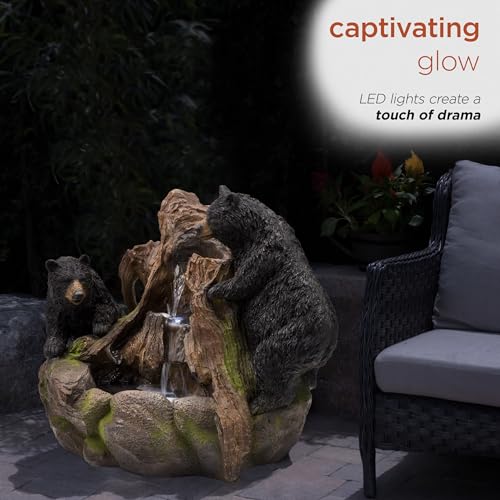 GXT252 24" Outdoor Floor Bears Climbing Fountain with LED Lights