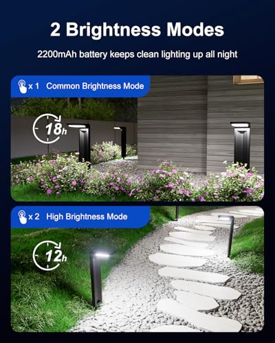 6 Pack Cool White Solar Powered Pathway Lights Outdoor Waterproof (6 Count)