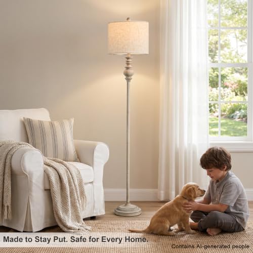 64.25" Farmhouse Floor Lamp for Living Room (Antique Gray)
