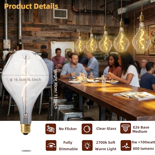 A165 Oversized Vintage LED Irregular Edison Bulb