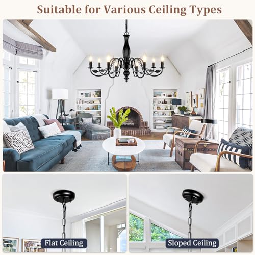 Large Black Farmhouse Chandelier