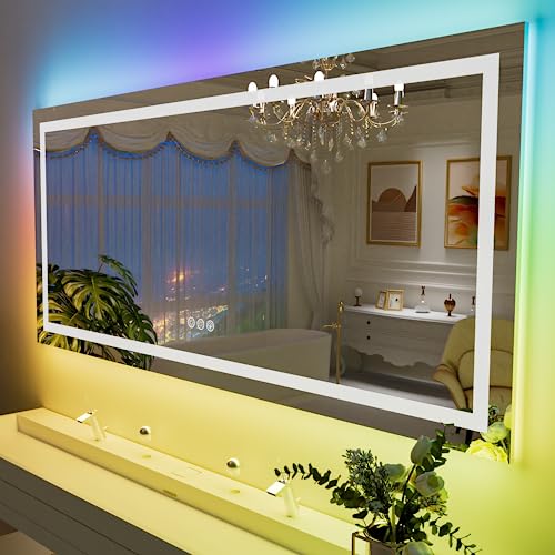 55"X36" RGB LED Bathroom Mirror with Lights