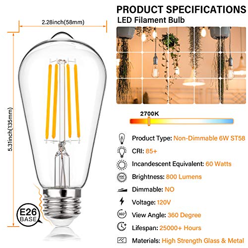 Vintage LED Edison Bulbs 60 Watt Equivalent (12 Count)