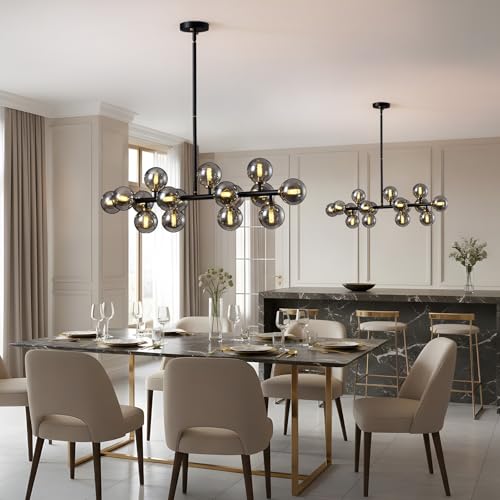 Black Mid Century Modern Sputnik Chandeliers for Dining Room Light Fixture