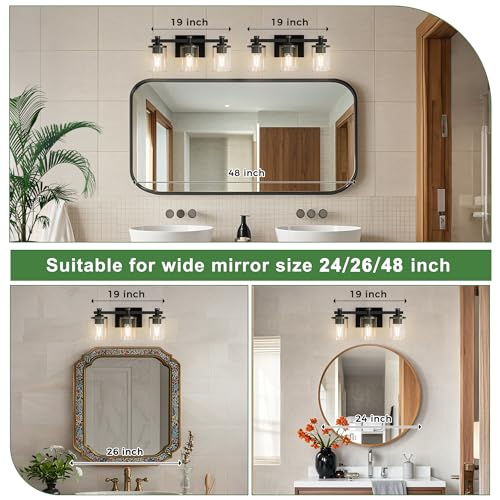 20 Inch 3 Light Matte Black Bathroom Light Fixture