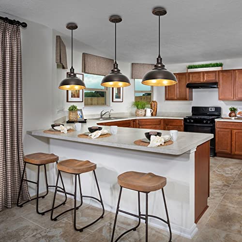 3 Pack Farmhouse Dome Pendant Lights for Kitchen Island Bronze (3 Count)