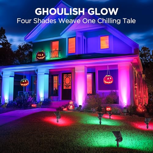 4 Solar Lights Outdoor for Halloween Christmas Xmas (4 Count)