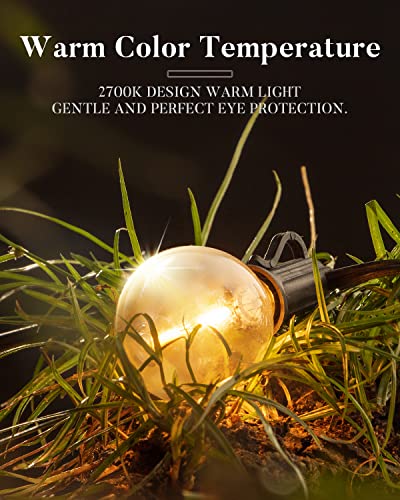 LED Outdoor String Lights 50FT Patio Lights with 16 Shatterproof G40 Vintage Edison Bulbs (50 Count)