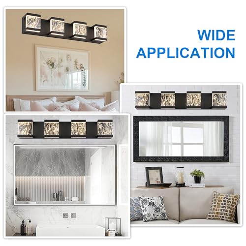 4 Lights LED Bathroom Vanity Light with Unique Smoke Acrylic Panel