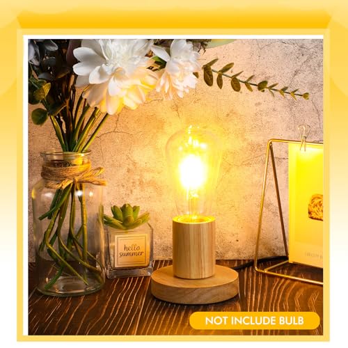 2 Pcs Polished Metal Desktop Lamp Base E26 E27 Screw Light Bulb Holder Sockets Night Light Base Lamp Replacement for Holding Bulb 6 Feet Cord on Off Switch Plug (2 Count)