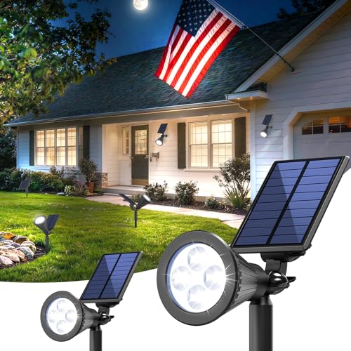 2 Pack Solar Spot Lights Outdoor Waterproof with Focus Beam (2 Count)