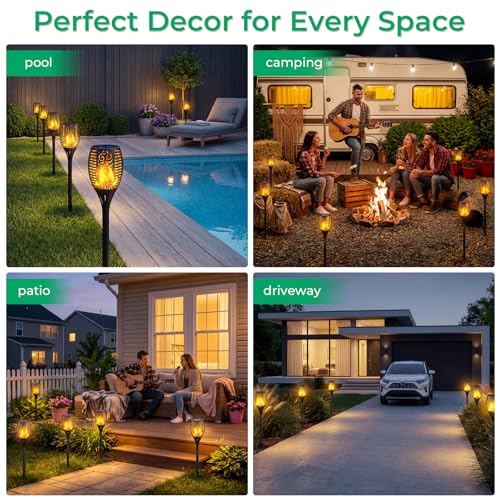 Solar Lights Outdoor Flickering Flame Solar Torch Lights (6 Count)