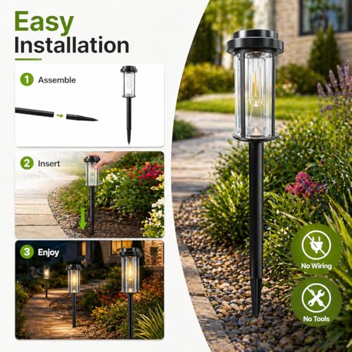 8 Pack Solar Pathway Lights Outdoor 21" LED Solar Garden Lights (8 Count)