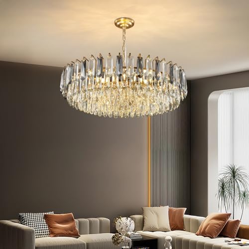 31.5" Modern Crystal Chandelier Gold 3