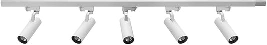 UPO 5-LED Track Lighting kit, 1500lm/15w CRI90 4000K 24°Beam Angle, Ceiling Spot Lighting for Kitchen, Living Room, Bedroom，Adjustable Track Head Easy Installation, LED Bulbs Included, White - Aura Lighting