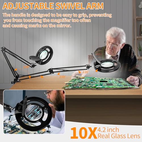 2200 Lumens 12X Long Magnifying Glass with Light and Stand