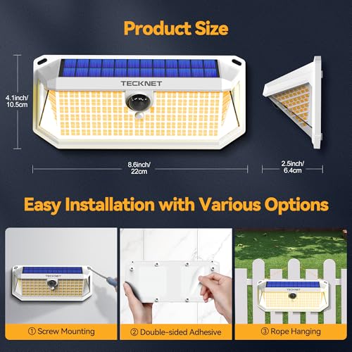 416 LED Solar Lights Outdoor Motion Sensor Waterproof 4200lm (2 Count)