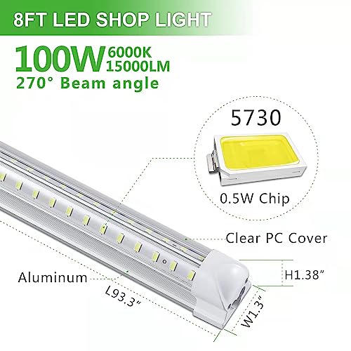 2Pack 8FT LED Shop Light Garage Lights (2 Count)