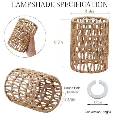 3 Pack Boho Rattan Lamp Shades