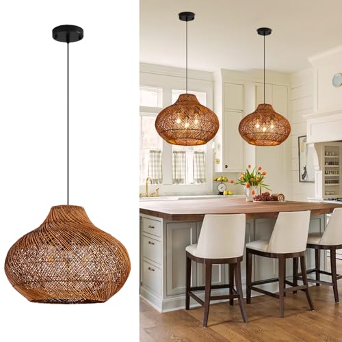 18.9" Rattan Pendant Light