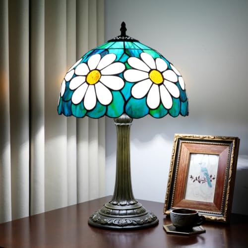 Tiffany Style Stained Glass Table Lamp Chrysanthemum Table Lamp Bedroom Bedside Lamp Living Room Dining Room Office Decoration Desk Lamp Home Decoration Creative Gift