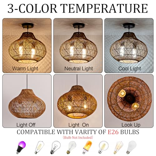 15" Rattan Pendant Light