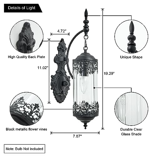 Antique Gothic Glass Wall Sconce for Bedroom