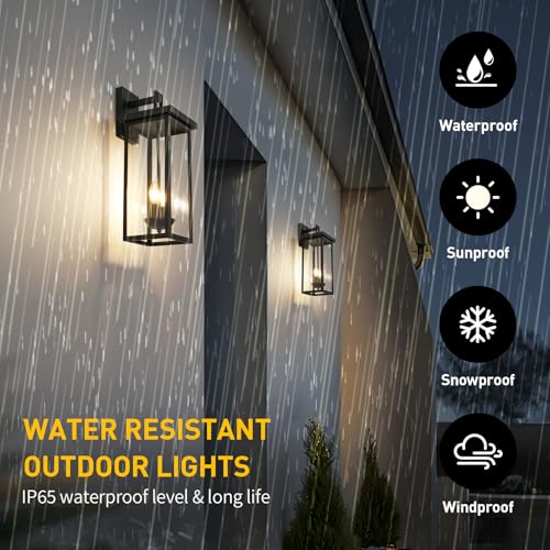 22'' Large Black Outdoor Wall Lantern