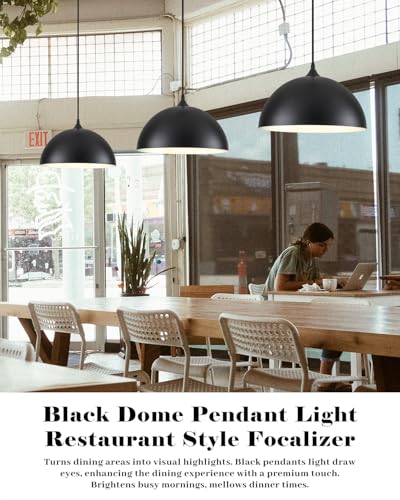 14 Inch Black and White Dome Pendant Light