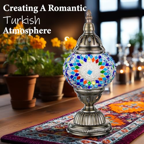 Turkish Mosaic Lamp Stained Glass Table Lamp with Tiffany Style