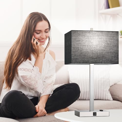 21" Touch Bedside lamps with 2 USB & AC Outlets (2 Count)