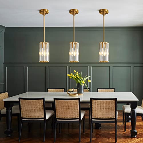 Gold Pendant Lighting Modern Pendant Light Mini Crystal Chandeliers Adjustable Pendant Light Fixture for Kitchen Island Dinning Room Corridor Bedroom (2 Count)