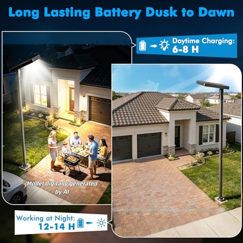100" Solar Outdoor Street Lights with Pole & Remote