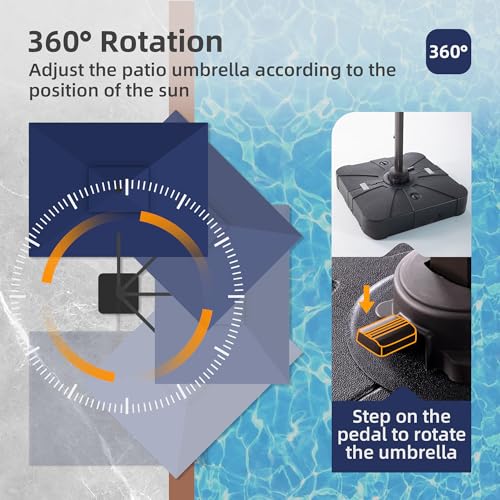 9x12 FT Patio Cantilever Outdoor Umbrella with Base and LED Lights