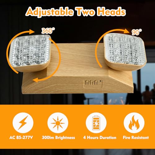 Plug in Emergency Lights for Business Home Power Failure 4Hours 300lm LED Rechargeable Light Fixtures with Battery Backup