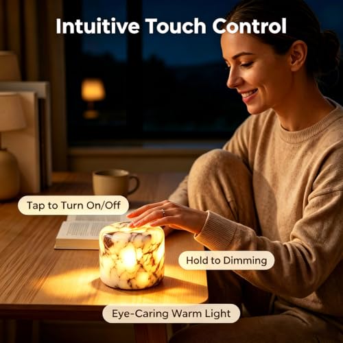 Marble Desk Lamp Touch Control Rechargeable Dimmable LED Light