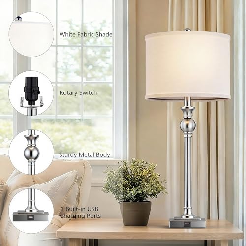 28" Modern Table Lamps Set of 2 for Living Room (2 Count)
