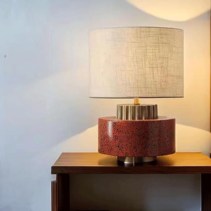 Wabi-sabi Style Ceramic Fabric Desk Lamp Vintage Luxury Living Room Bedroom Backdrop Desk Light Counter Pantry Desk Lamp Villa Clubhouse Library Shop B&B Lighting Fixture