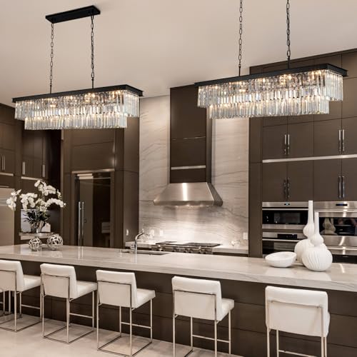 Black Crystal Chandeliers for Dining Room