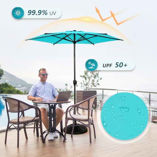 7.5FT Lyon Outdoor Patio Umbrella Outdoor Table Umbrella with Push Button Tilt and Crank Market Umbrella 6 Sturdy Ribs UV Protection Waterproof for Garden Deck Backyard Pool