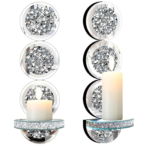 Set of 2 Crystal Crush Diamond Candle Sconces (2 Count)