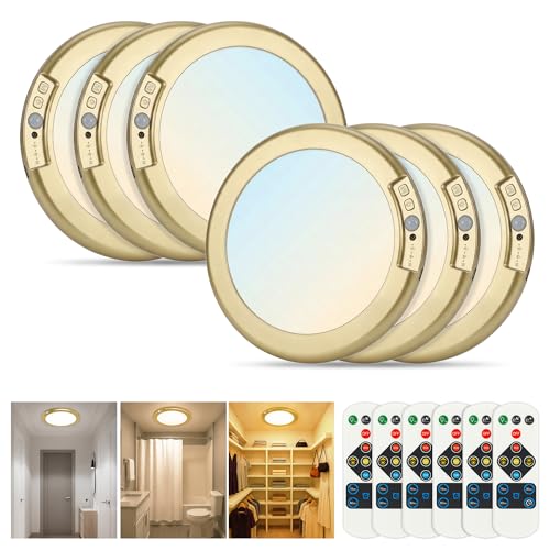 Gold Wireless Rechargeable Ceiling Light (6 Count)