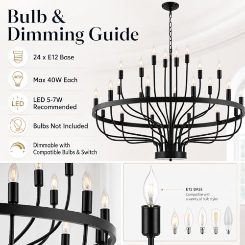 Large Black Wagon Wheel Chandelier 24