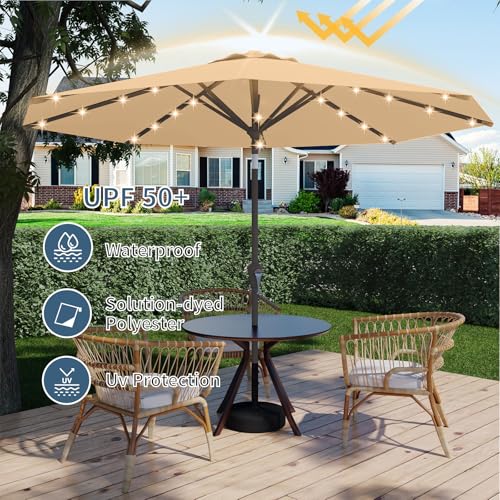 9FT Patio Umbrella with Solar Lights