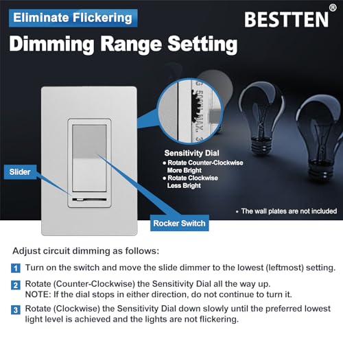 5 Pack Matte Silver Dimmer Light Switch (5 Count)