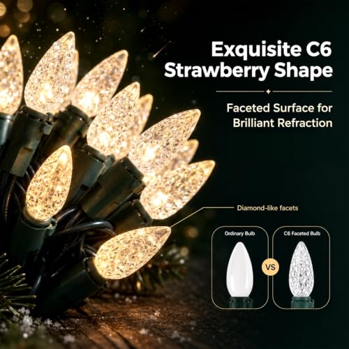 C6 Gentle Twinkle Christmas Lights (Warm White / 60 LED)