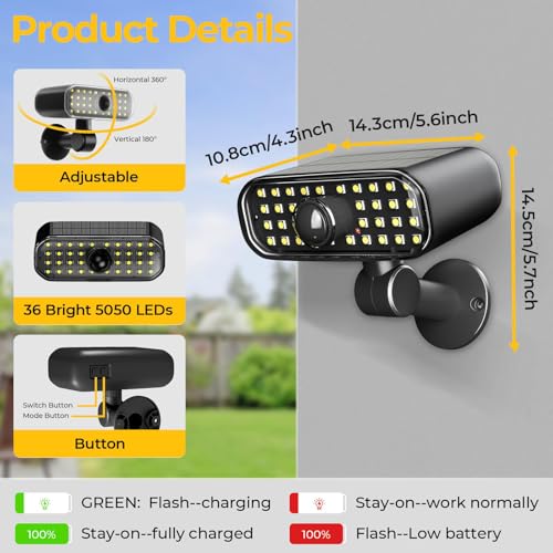 Solar Security Lights Outdoor (2 Count)